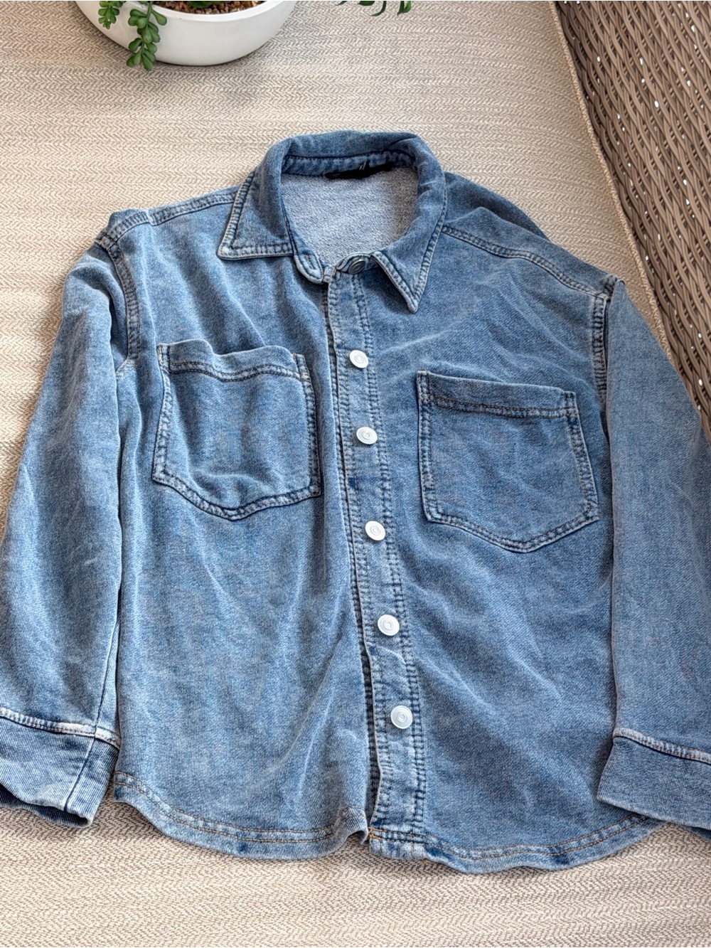 Women’s Washed Denim Shirt Jacket - Blue